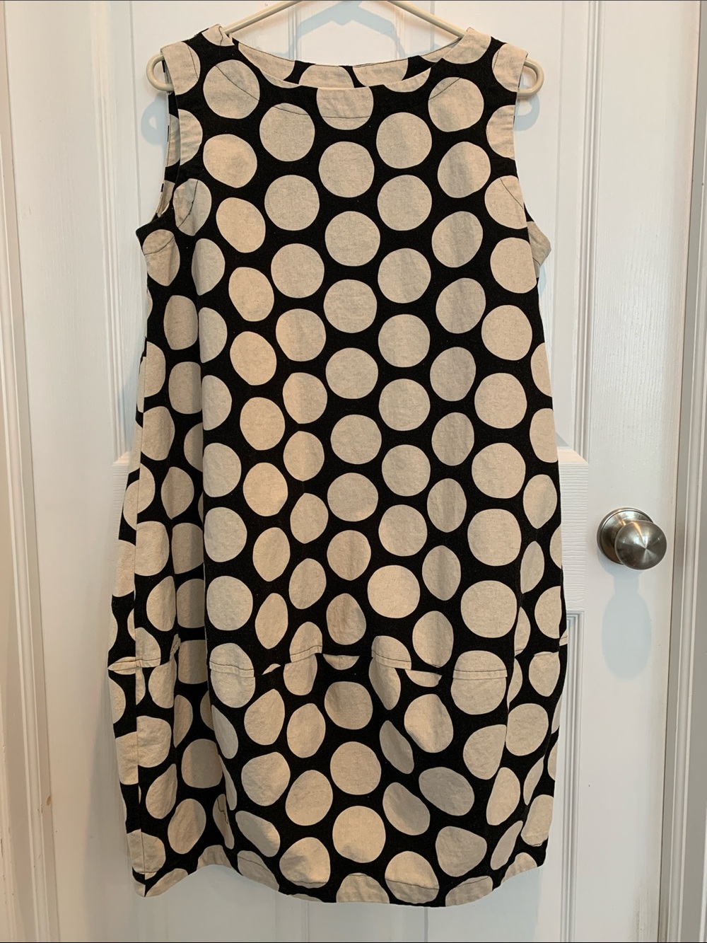 Eleven Stitch Design Polka Dot Shift Dress in Black & Cream Medium